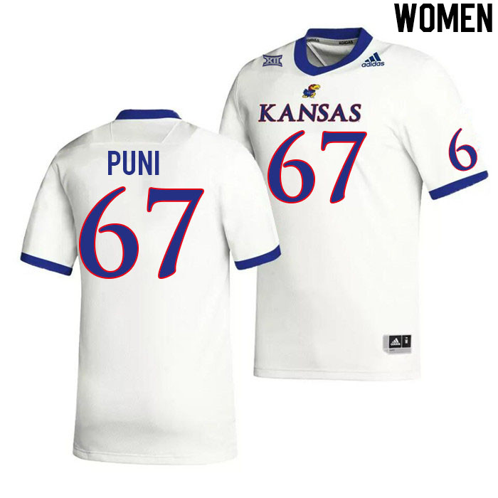 Women #67 Dominick Puni Kansas Jayhawks College Football Jerseys Stitched Sale-White